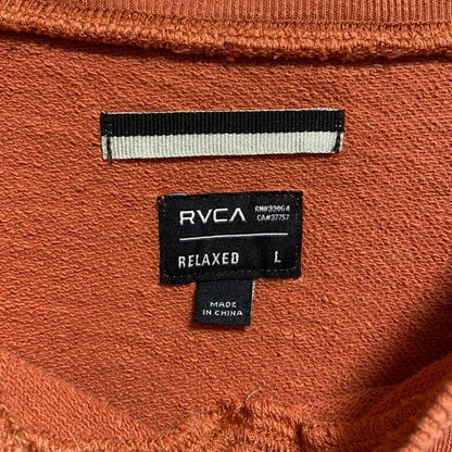 古着 used　RVCA　ルーカ　長袖ワンポイントロゴ刺繍スウェット　トレーナー　クルーネック　オレンジ　秋冬服　Lサイズ