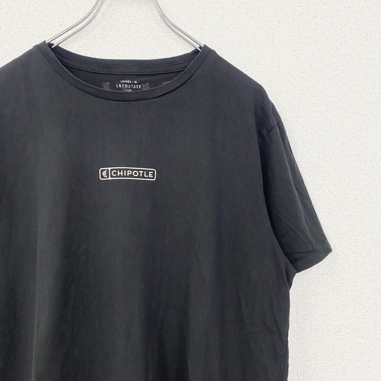 CHIPOTLE　半袖プリントTシャツ　バックプリント　クルーネック　レトロデザイン　黒　ブラック　Mサイズ　古着