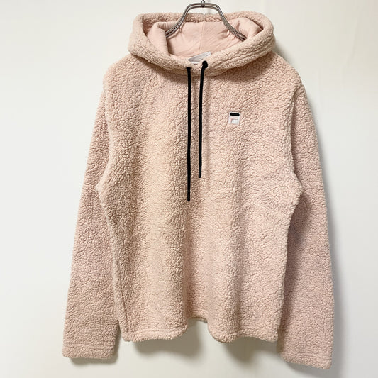 古着 used　FILA フィラ　長袖フリースジャケット　フリースパーカー　ワンポイントロゴ　ピンク　Sサイズ