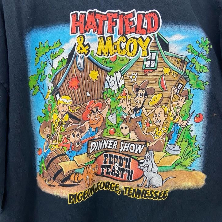 半袖プリントTシャツ　Hatfield & McCoy Dinner Show　USA　アメリカ　ブラック　黒　古着