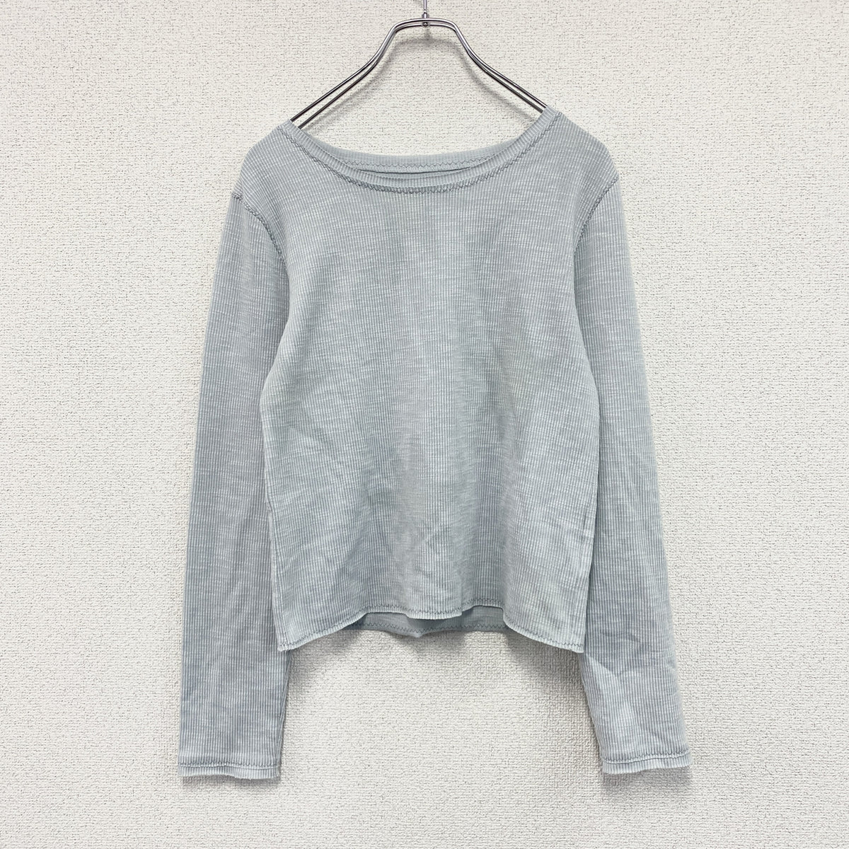 TINA:JOJUN　ティーナジョジュン　スタープリントリブロンT/長袖Tシャツ　水色　ライトブルー　Mサイズ　古着