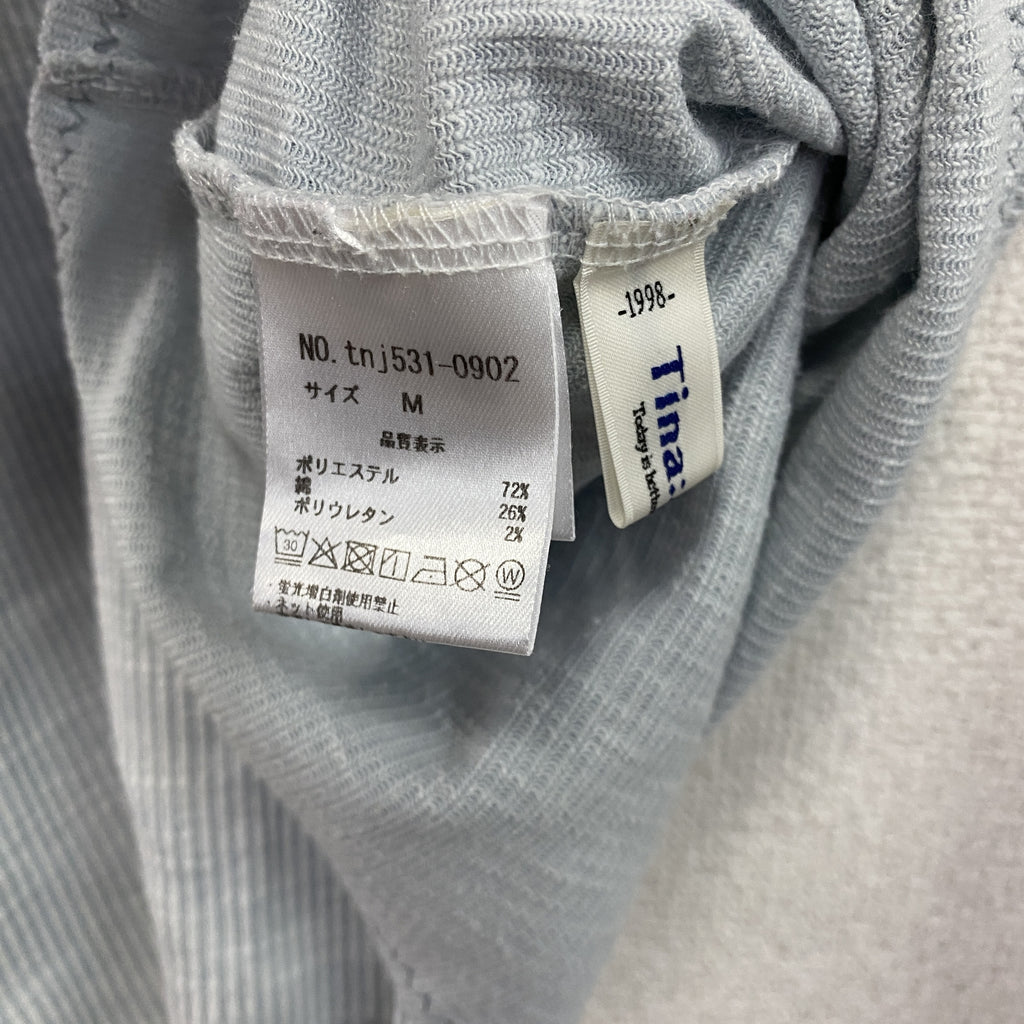 TINA:JOJUN　ティーナジョジュン　スタープリントリブロンT/長袖Tシャツ　水色　ライトブルー　Mサイズ　古着