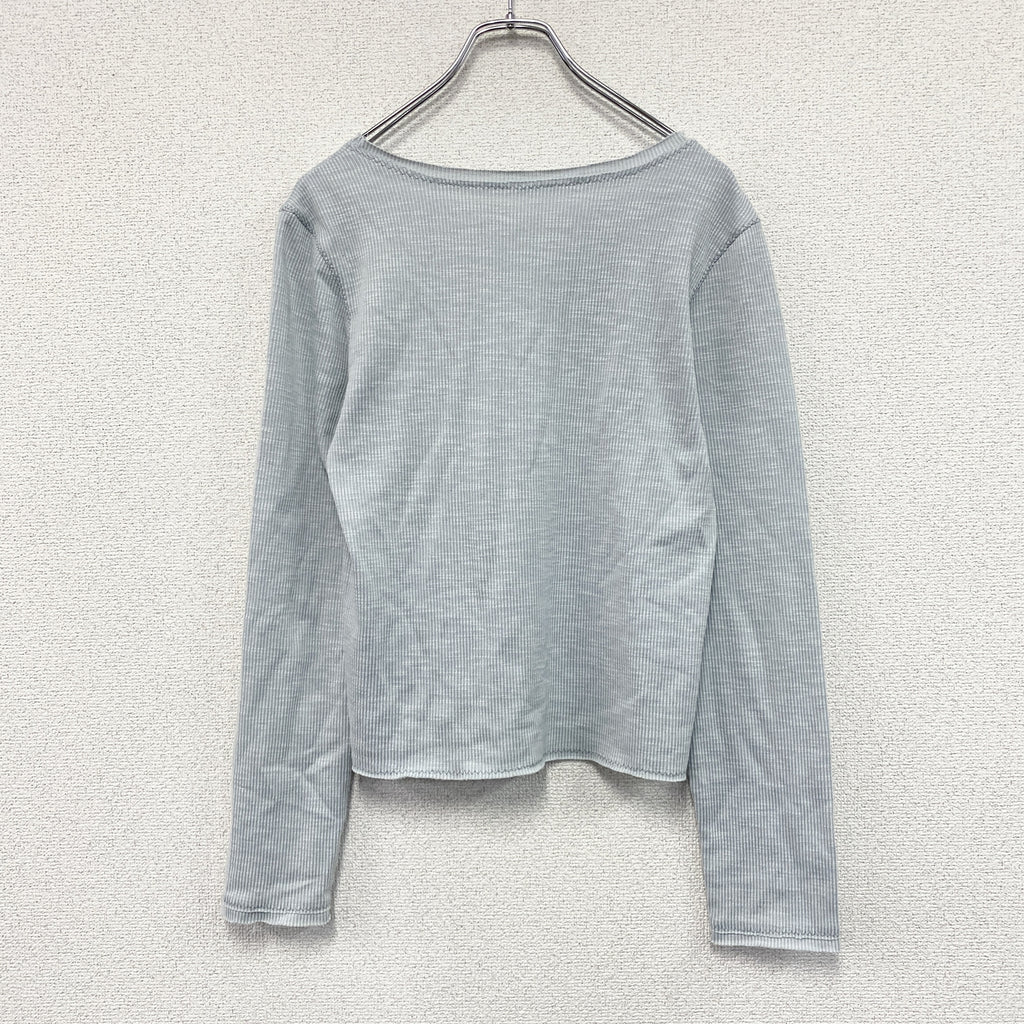 TINA:JOJUN　ティーナジョジュン　スタープリントリブロンT/長袖Tシャツ　水色　ライトブルー　Mサイズ　古着