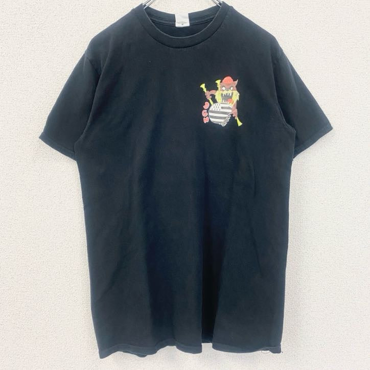 GILDAN　ギルダン　タズマニアン・デビル　半袖ワンポイントTシャツ　バックプリント　黒　ブラック　Mサイズ　古着