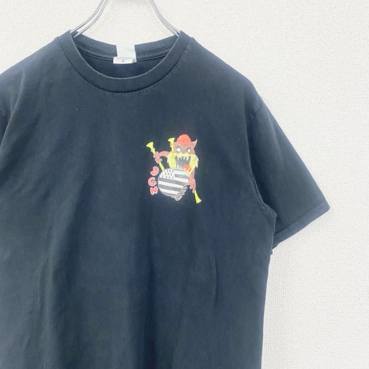 GILDAN　ギルダン　タズマニアン・デビル　半袖ワンポイントTシャツ　バックプリント　黒　ブラック　Mサイズ　古着