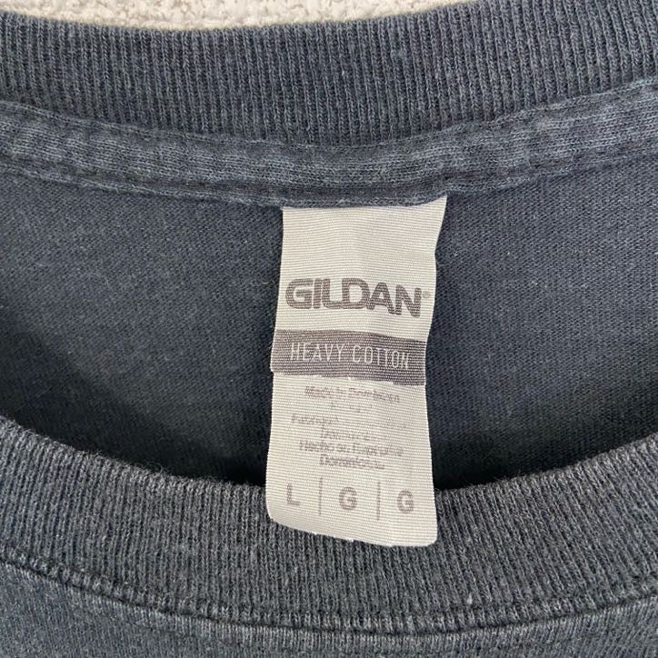 GILDAN　ギルダン　半袖プリントTシャツ　アーチプリント　両面プリント　黒　ブラック　Lサイズ　古着