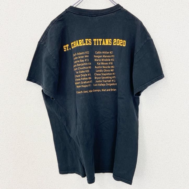 GILDAN　ギルダン　半袖プリントTシャツ　アーチプリント　両面プリント　黒　ブラック　Lサイズ　古着