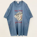 GILDAN　ギルダン 半袖プリントTシャツ　メッセージ　オーバーサイズ　レトロ　青　ブルー　XLサイズ　古着
