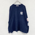 PUBLUX　パブリュクス　MLB　ニューヨークヤンキース　長袖Tシャツ/ロンT　紺　ネイビー　Lサイズ　古着