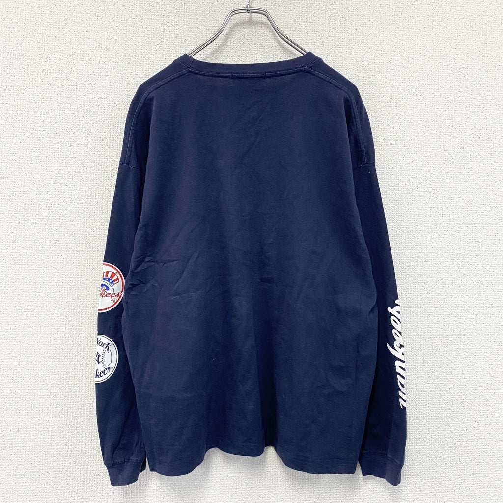 PUBLUX　パブリュクス　MLB　ニューヨークヤンキース　長袖Tシャツ/ロンT　紺　ネイビー　Lサイズ　古着