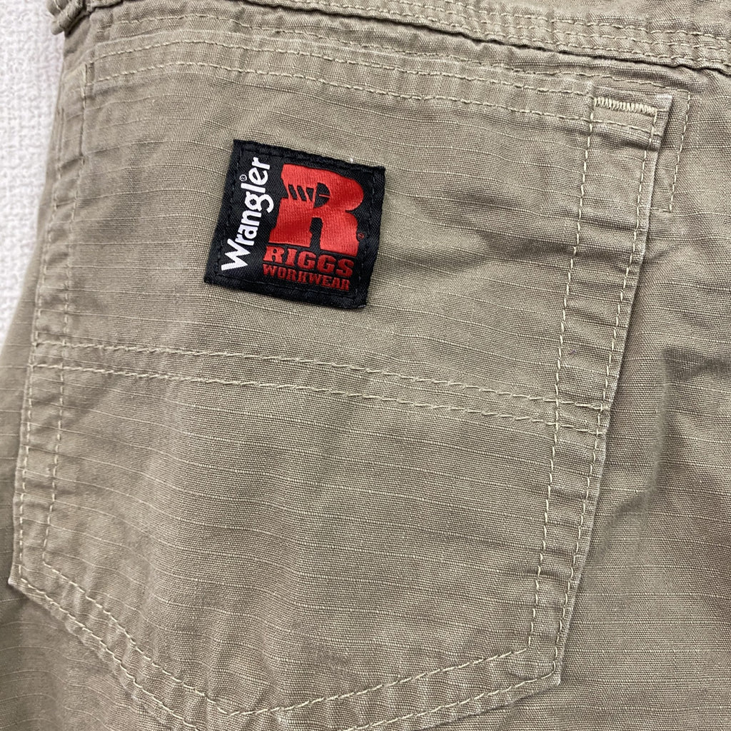 Wrangler RIGGS　ラングラー　ストレートパンツ　リップストップ　ジップフライ　ブラウン　ベージュ　W34サイズ　古着