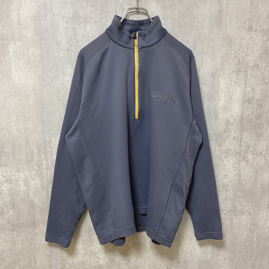 古着 used　長袖ハーフジップトラックジャケット　ワンポイント刺繍　ジャージ　レトロデザイン　グレー　Lサイズ