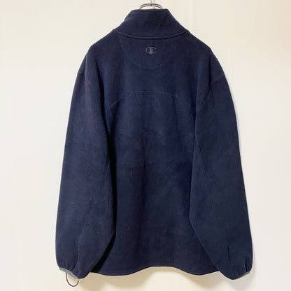 古着 used　Champion チャンピオン　長袖ハーフジップフリースジャケット　プルオーバー　ワンポイントロゴ刺繍　Lサイズ