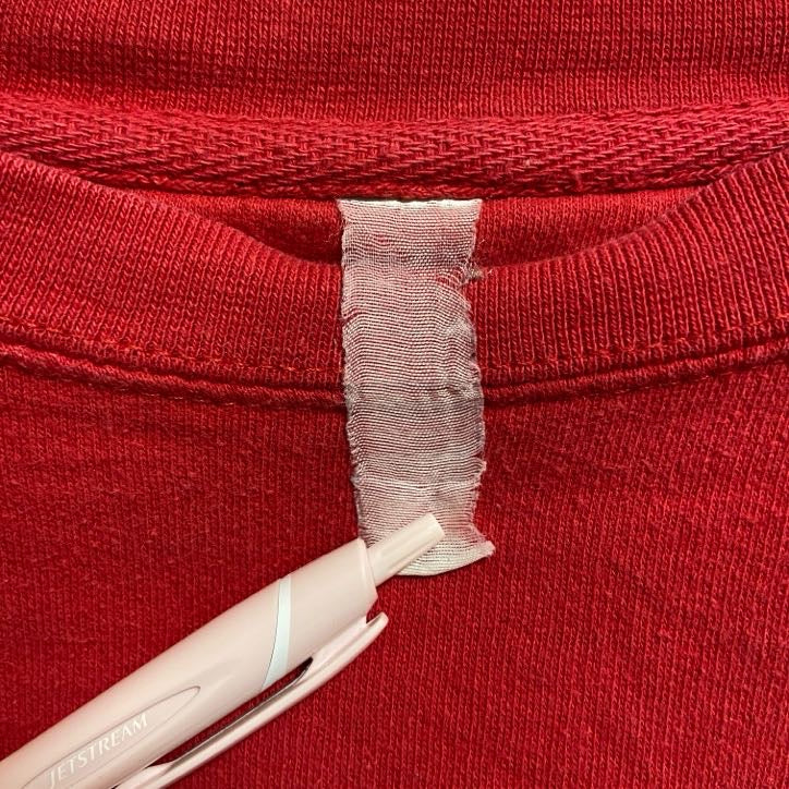 長袖ビッグプリントスウェット　トレーナー　クルーネック　SELFMADE　赤　レッド　秋冬服　Lサイズ　古着