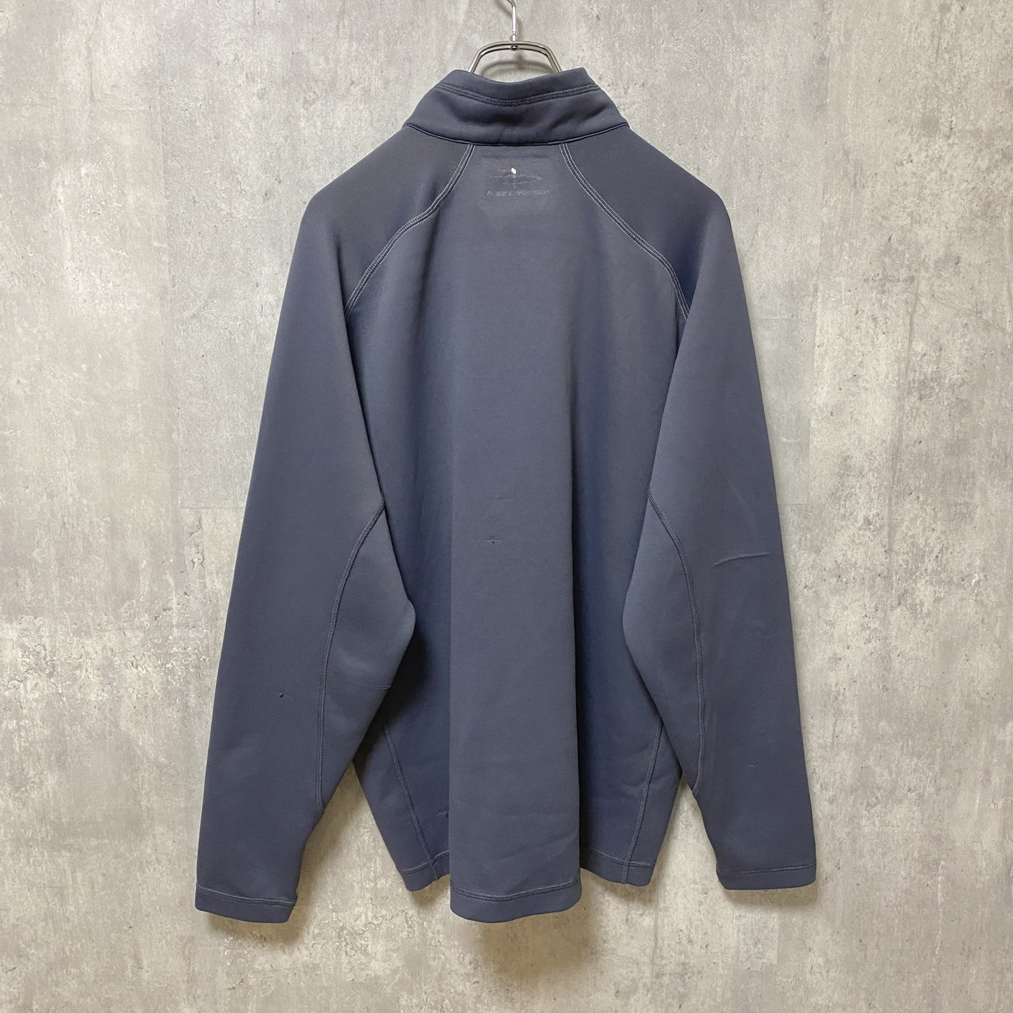 古着 used　長袖ハーフジップトラックジャケット　ワンポイント刺繍　ジャージ　レトロデザイン　グレー　Lサイズ