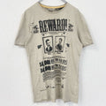 半袖プリントTシャツ　クルーネック　レトロデザイン　ベージュ　懸賞金　REWARD　アメカジ　夏服　　古着