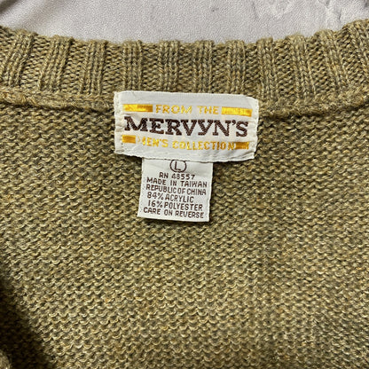 古着　used　MERVYN’S　パターンニットベスト　Vネック　フェアアイル　レトロデザイン　秋冬服　Lサイズ