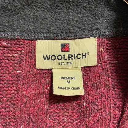 古着 used　WOOLRICH　ウールリッチ　長袖ハーフジップニット　セーター　赤　レッド　薄紅色　秋冬服　レトロ　Mサイズ