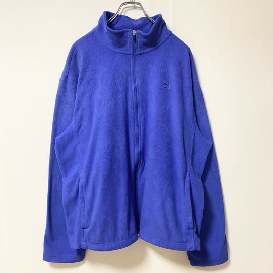 古着 used　STARTER　長袖フルジップフリースジャケット　ワンポイントロゴ刺繍　青　ビッグシルエット　XLサイズ