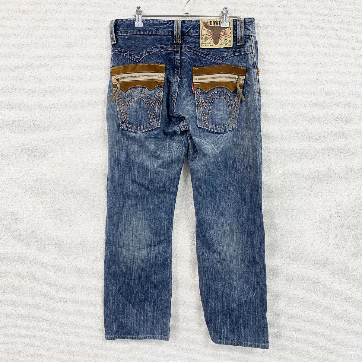 EDWIN 　エドウィン　デニムパンツ/ジーンズ　縦落ち　鬼ヒゲ　ジップフライ　インディゴ　30サイズ　古着