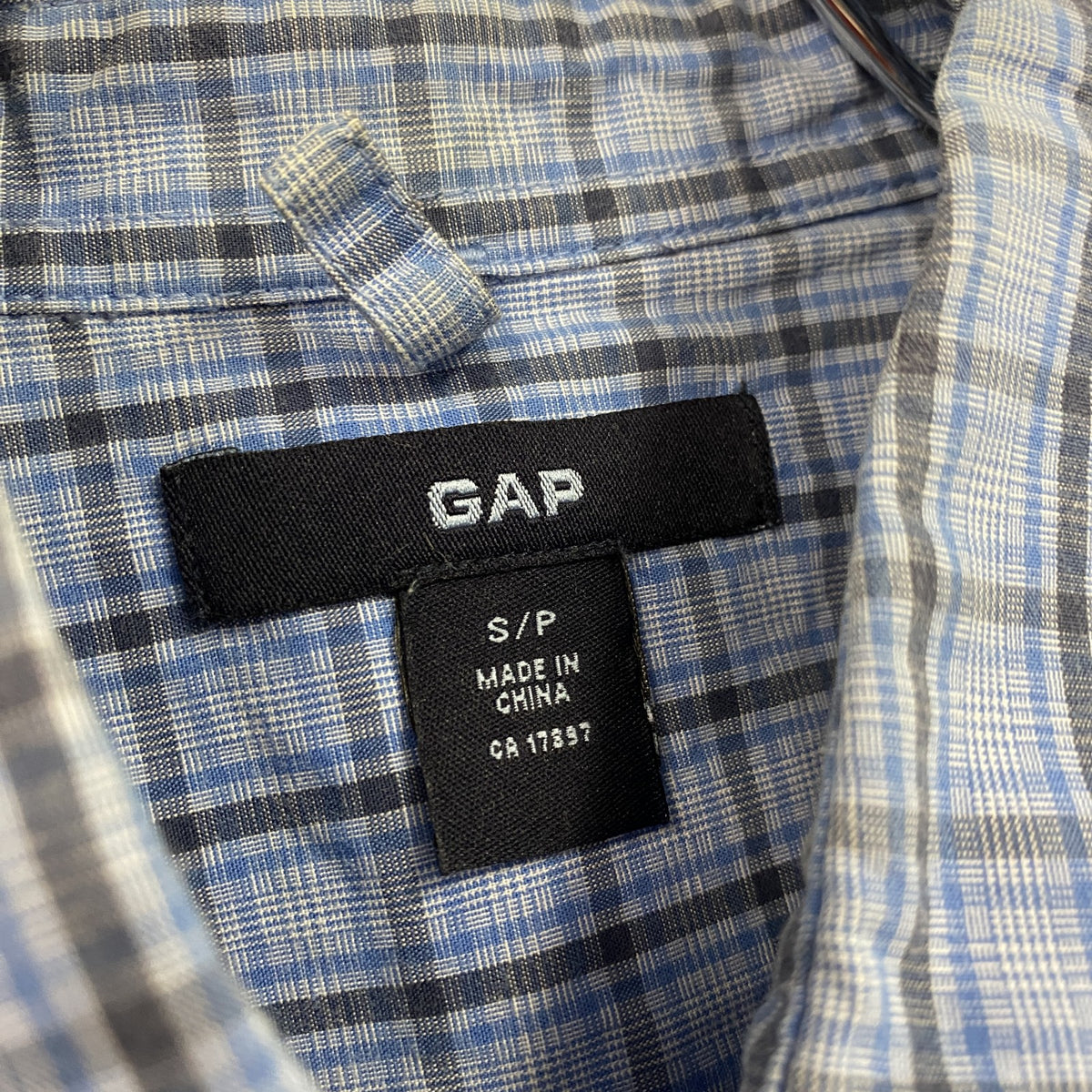 GAP　ギャップ　半袖シャツ　チェック柄　水色　ライトブルー　Sサイズ　古着