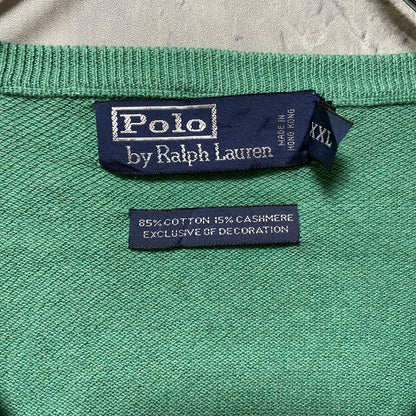 古着　used　Polo by Ralph Lauren ポロバイラルフローレン　長袖Vネックセーター　ニット　ロゴ　XLサイズ