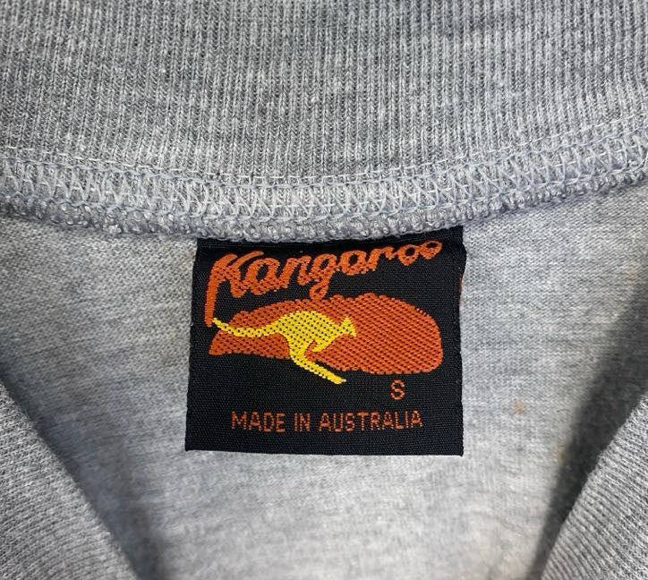 Kangaroo　カンガルー　半袖アニマル刺繍Tシャツ　クルーネック　オーストラリア　シドニー　グレー　灰色　Sサイズ　古着