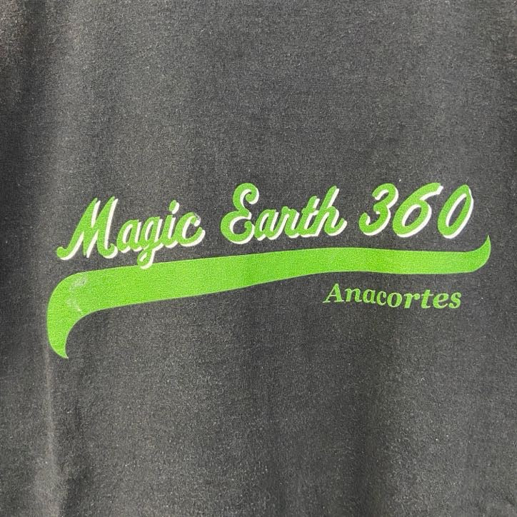 Hanes　ヘインズ　半袖プリントTシャツ　MUSIC　EARTH　360　ロゴ　黒　ブラック　Lサイズ　古着