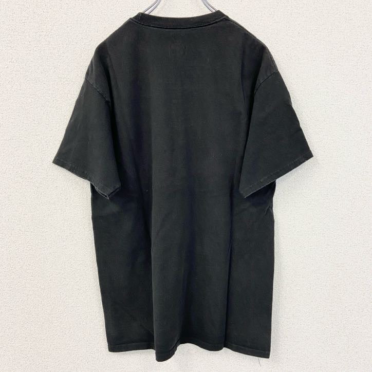 Hanes　ヘインズ　半袖プリントTシャツ　MUSIC　EARTH　360　ロゴ　黒　ブラック　Lサイズ　古着