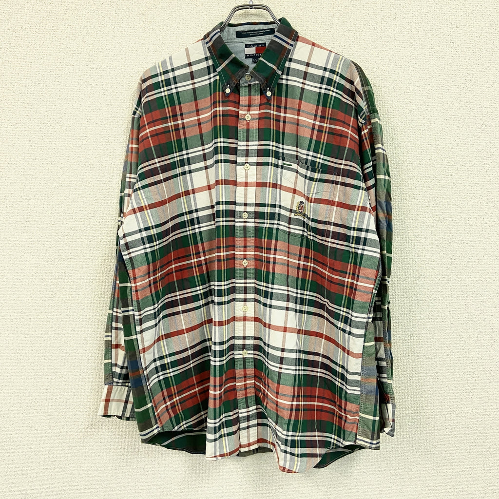 TOMMY HILFIGER　トミーヒルフィガー　長袖ボタンシャツ　チェック柄　マルチカラー　Lサイズ メンズ 古着