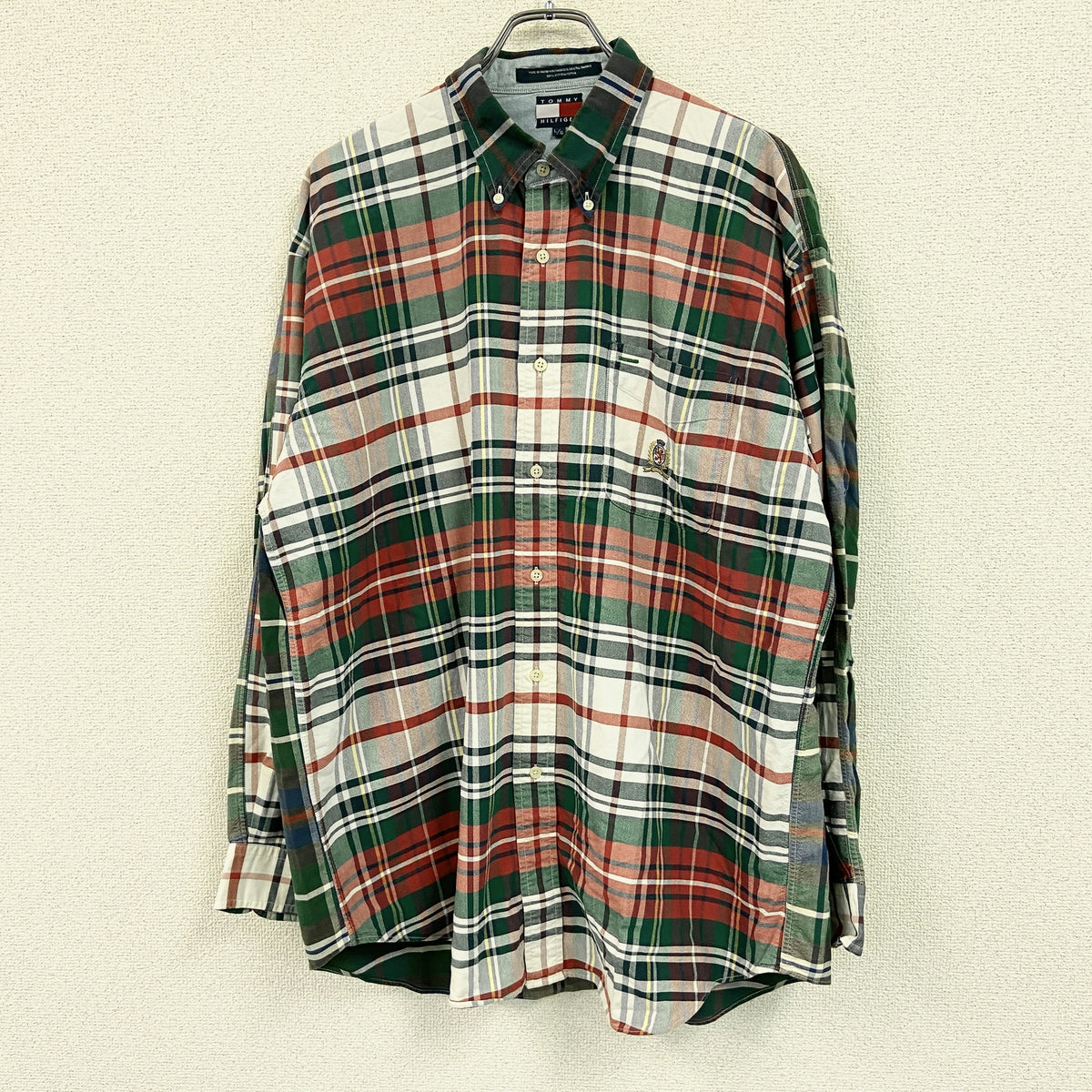 TOMMY HILFIGER　トミーヒルフィガー　長袖ボタンシャツ　チェック柄　マルチカラー　Lサイズ メンズ 古着