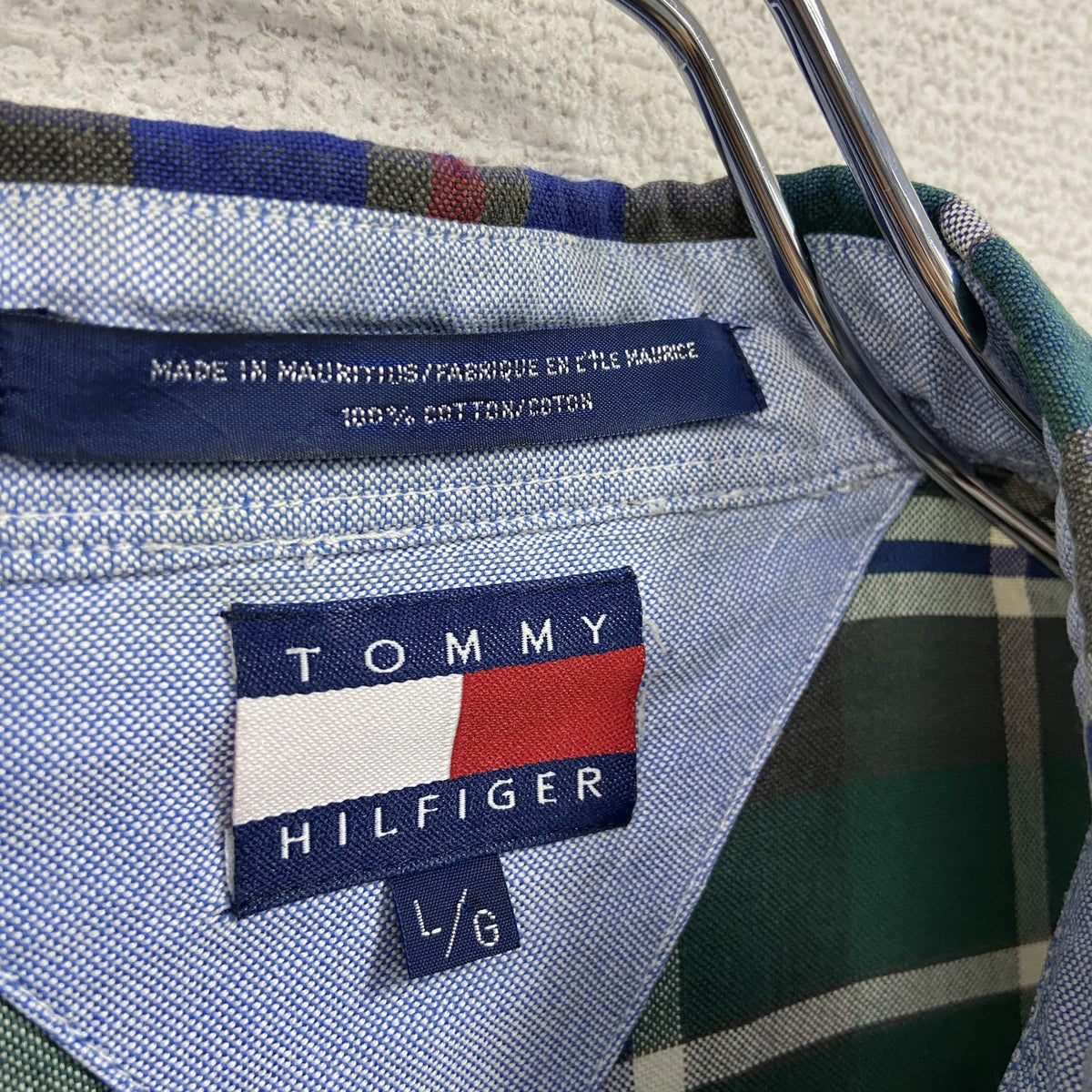 TOMMY HILFIGER　トミーヒルフィガー　長袖ボタンシャツ　チェック柄　マルチカラー　Lサイズ メンズ 古着