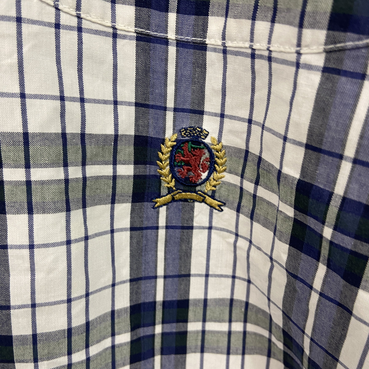 TOMMY HILFIGER　トミーヒルフィガー　長袖ボタンシャツ　チェック柄　白　ホワイト　Lサイズ メンズ コットン 古着