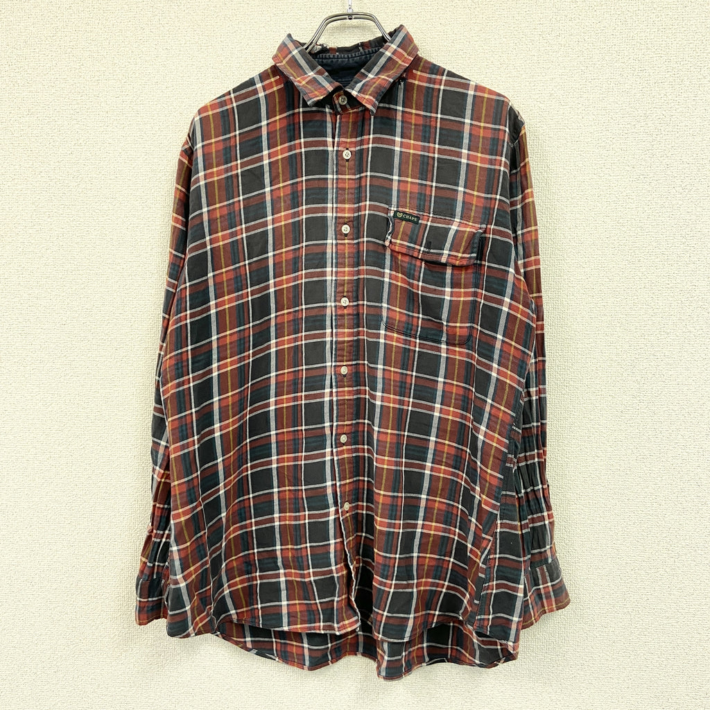 CHAPS　チャップス　長袖シャツ　チェック柄　マルチカラー　LLサイズ メンズ コットン ポリエステル 古着