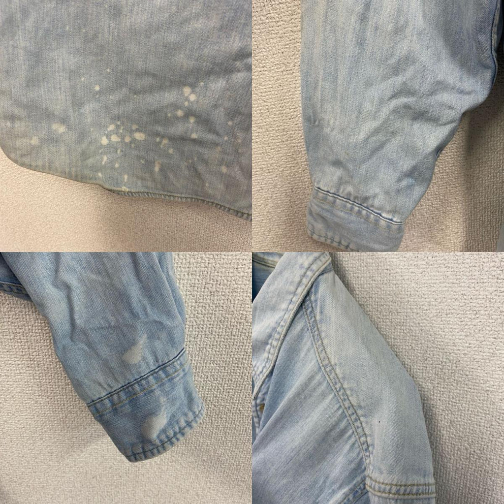90s　Lee　リー　長袖デニムシャツ　ボタンダウンシャツ　ダブルポケット　ヴィンテージ　インディゴ　Lサイズ　古着