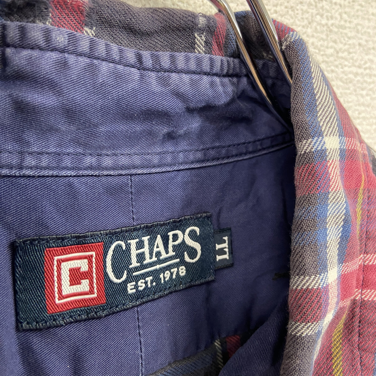 CHAPS　チャップス　長袖シャツ　チェック柄　マルチカラー　LLサイズ メンズ コットン ポリエステル 古着