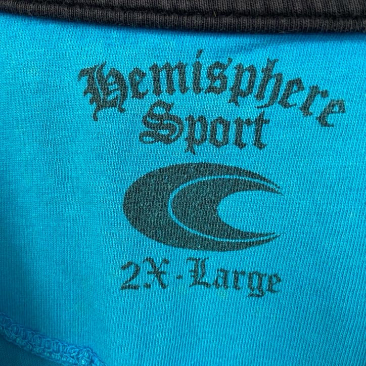 HEMISPHERE　SPORT　半袖プリントTシャツ　水色　Y2K　レトロ　ライトブルー　XXLサイズ　古着