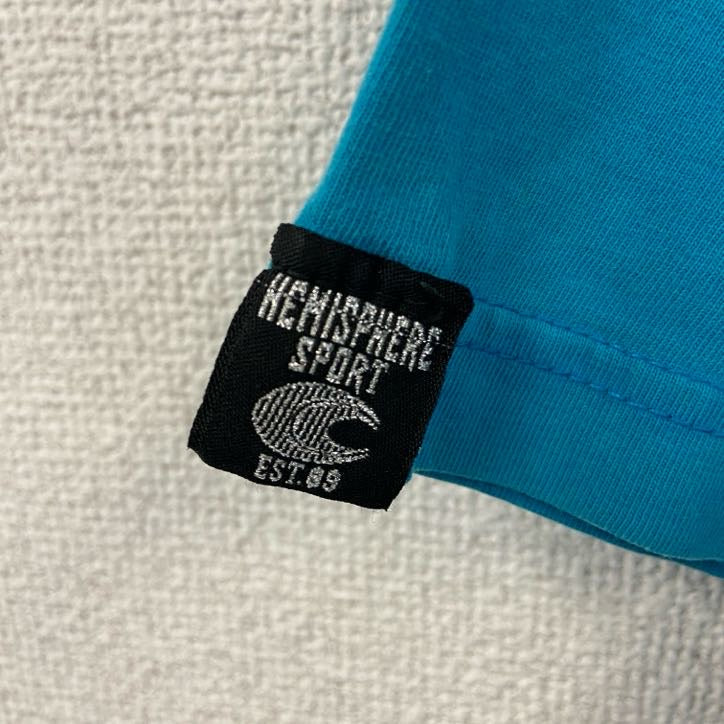 HEMISPHERE　SPORT　半袖プリントTシャツ　水色　Y2K　レトロ　ライトブルー　XXLサイズ　古着