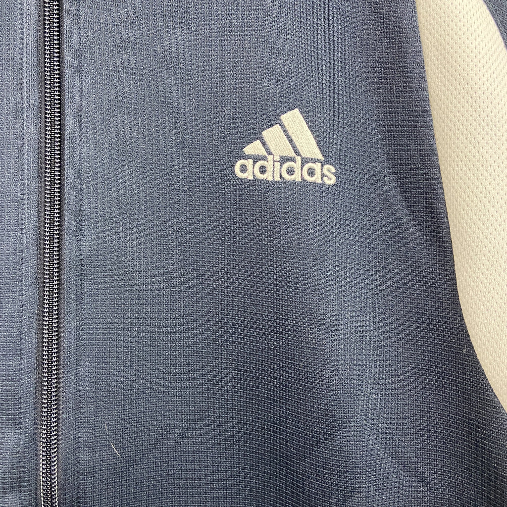 adidas　アディダス　トラックジャケット/ジャージ　黒　ブラック　Lサイズ スポーツジャケット メンズ ポリエステル 古着