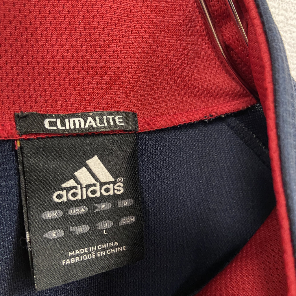adidas　アディダス　トラックジャケット/ジャージ　黒　ブラック　Lサイズ スポーツジャケット メンズ ポリエステル 古着