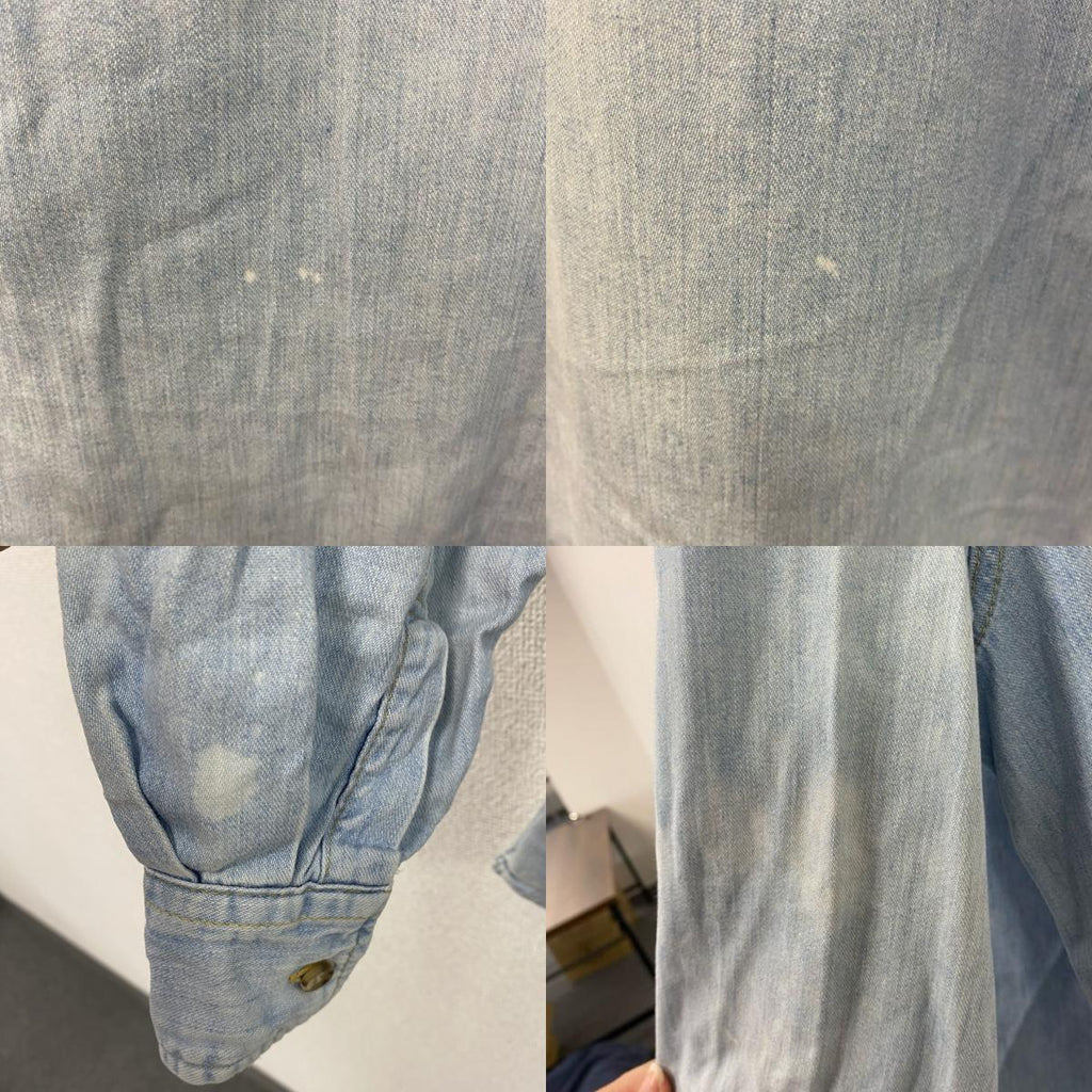 90s　Lee　リー　長袖デニムシャツ　ボタンダウンシャツ　ダブルポケット　ヴィンテージ　インディゴ　Lサイズ　古着