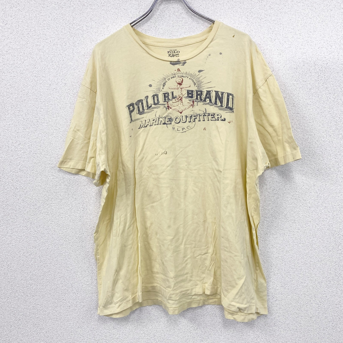 POLO RALPH LAUREN　ラルフローレン　半袖Tシャツ　シングルステッチ　黄色　イエロー　XXLサイズ　古着