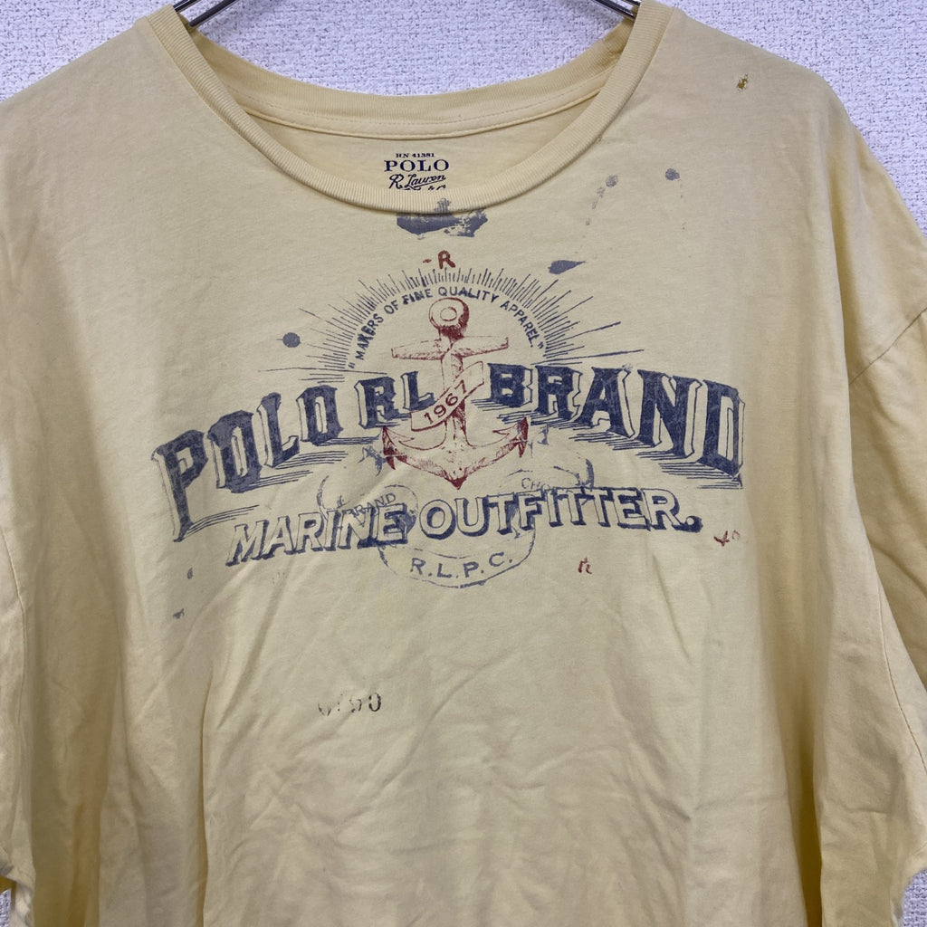 POLO RALPH LAUREN　ラルフローレン　半袖Tシャツ　シングルステッチ　黄色　イエロー　XXLサイズ　古着