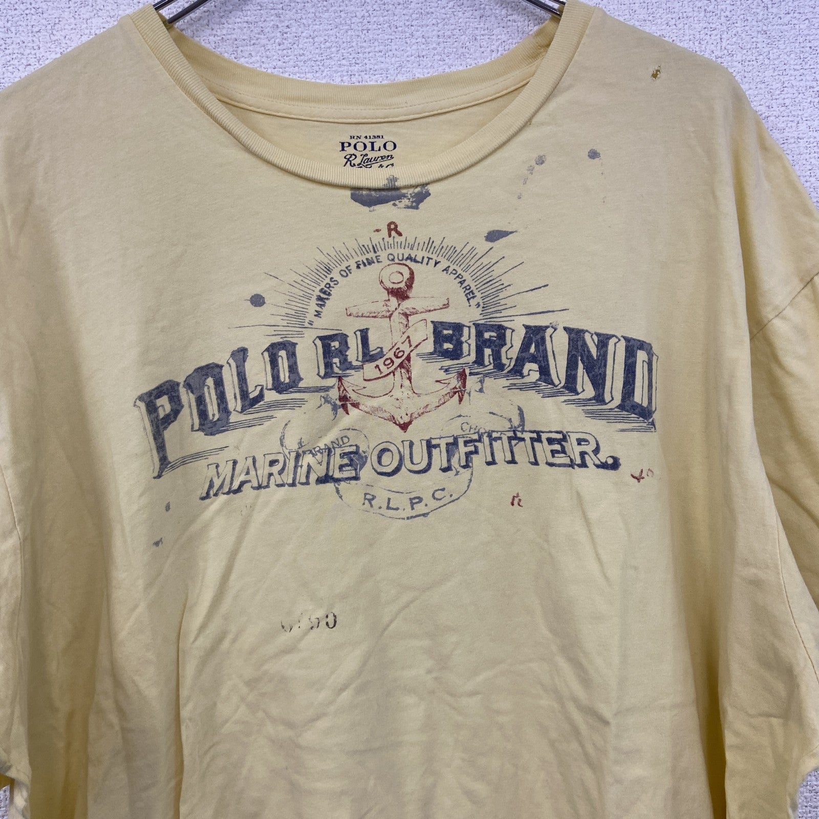 POLO RALPH LAUREN　ラルフローレン　半袖Tシャツ　シングルステッチ　黄色　イエロー　XXLサイズ　古着