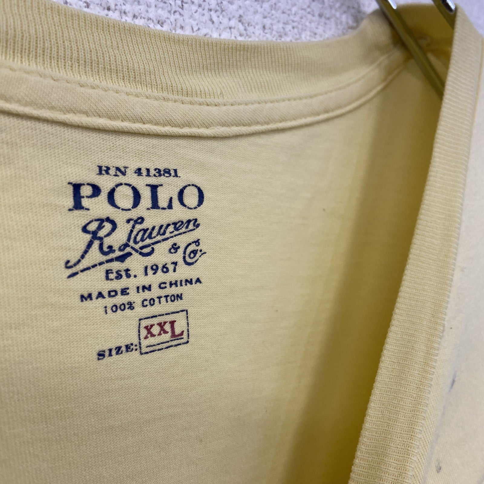 POLO RALPH LAUREN　ラルフローレン　半袖Tシャツ　シングルステッチ　黄色　イエロー　XXLサイズ　古着