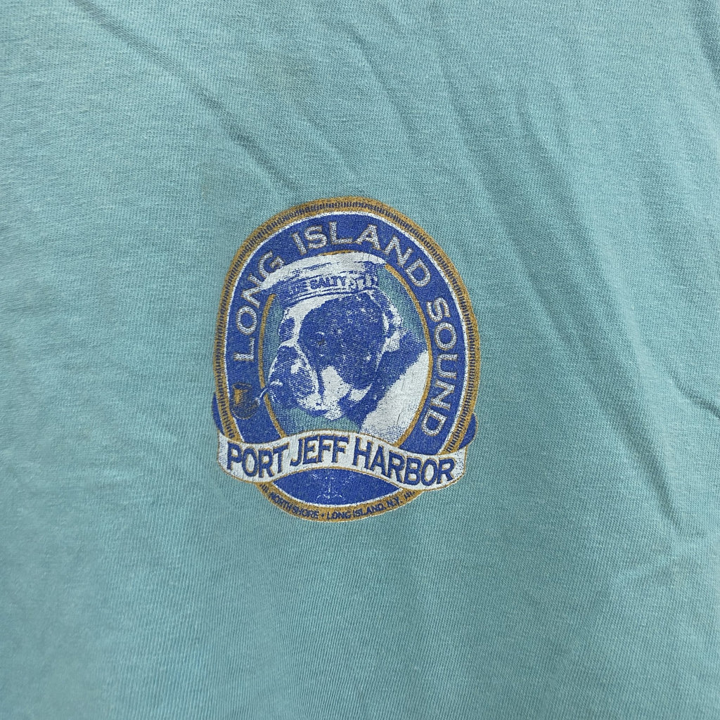COMFORT COLORS　長袖プリントTシャツ　エメラルドグリーン　Mサイズ　古着