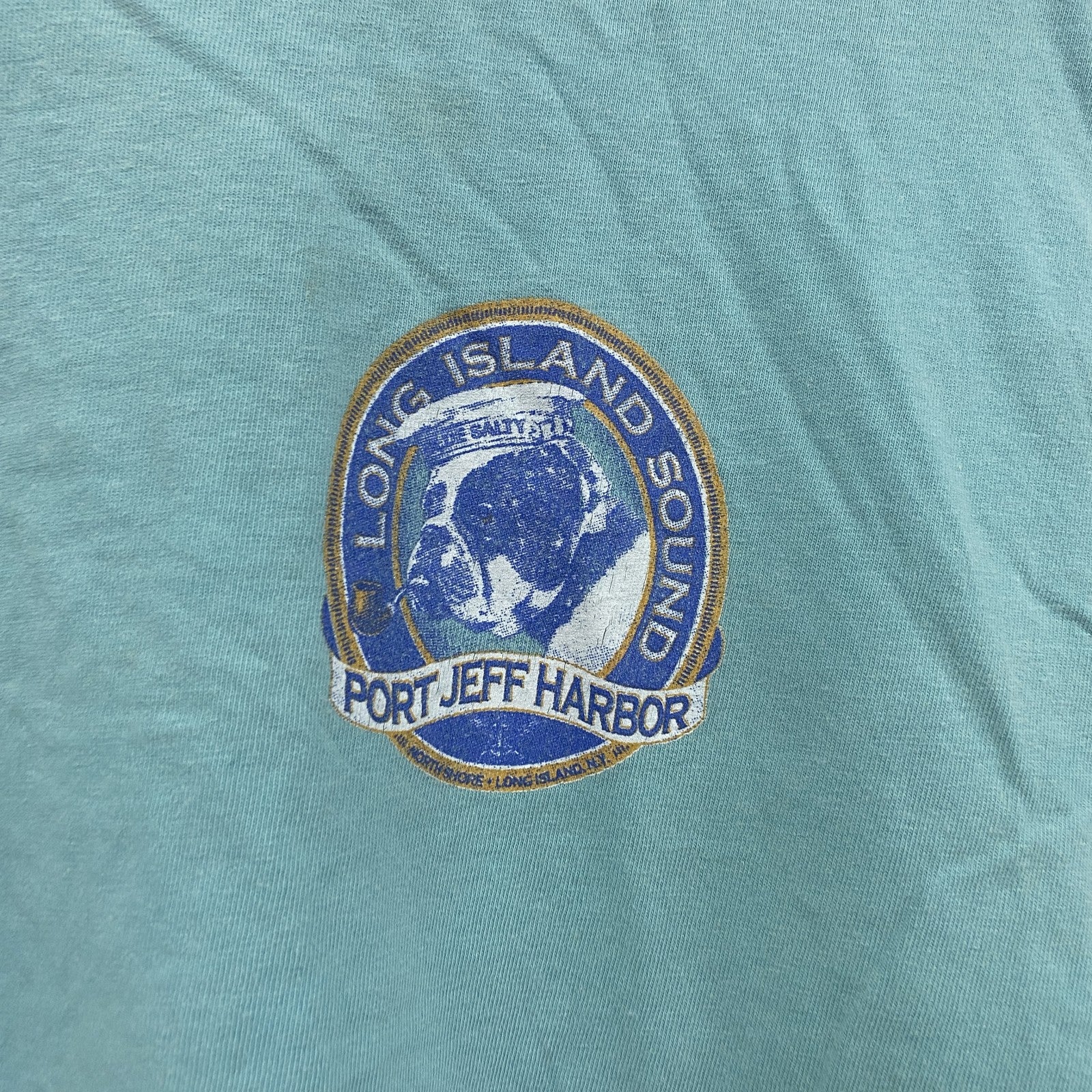 COMFORT COLORS　長袖プリントTシャツ　エメラルドグリーン　Mサイズ　古着