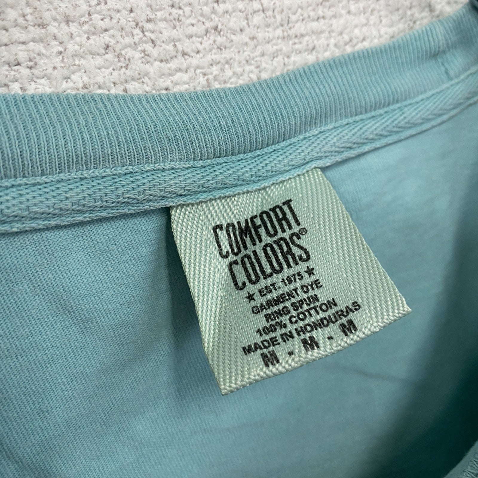 COMFORT COLORS　長袖プリントTシャツ　エメラルドグリーン　Mサイズ　古着