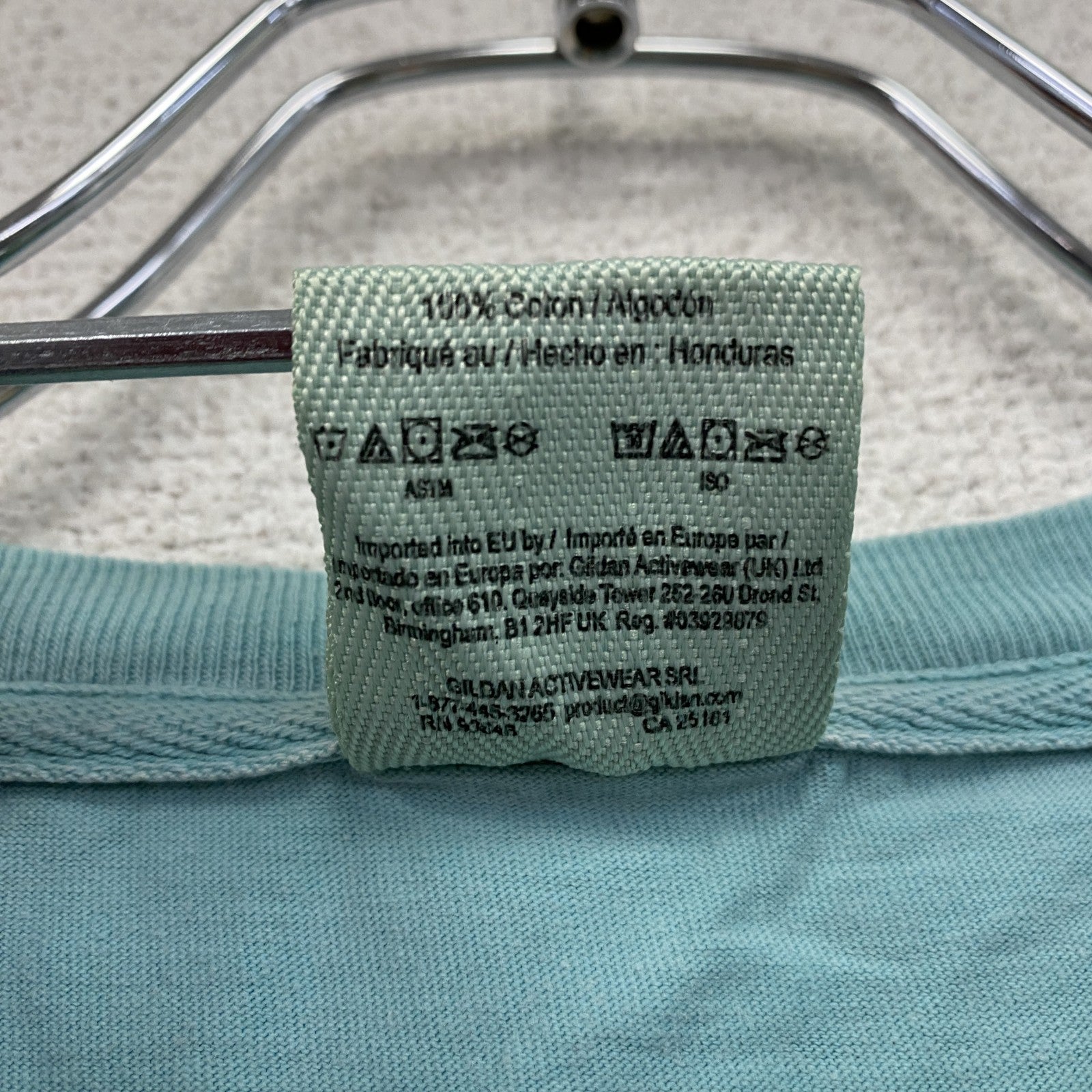 COMFORT COLORS　長袖プリントTシャツ　エメラルドグリーン　Mサイズ　古着