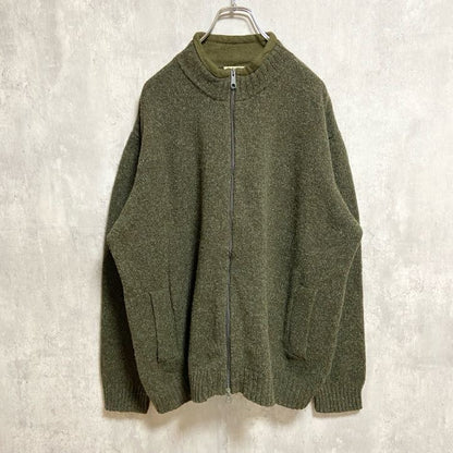 古着 used　WOOLRICH　ウールリッチ　長袖フルジップニット　セーター　ノームコア　緑　グリーン　秋冬服　Lサイズ